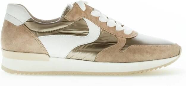 Gabor Beige Leren en Textiel Sneakers Beige Dames