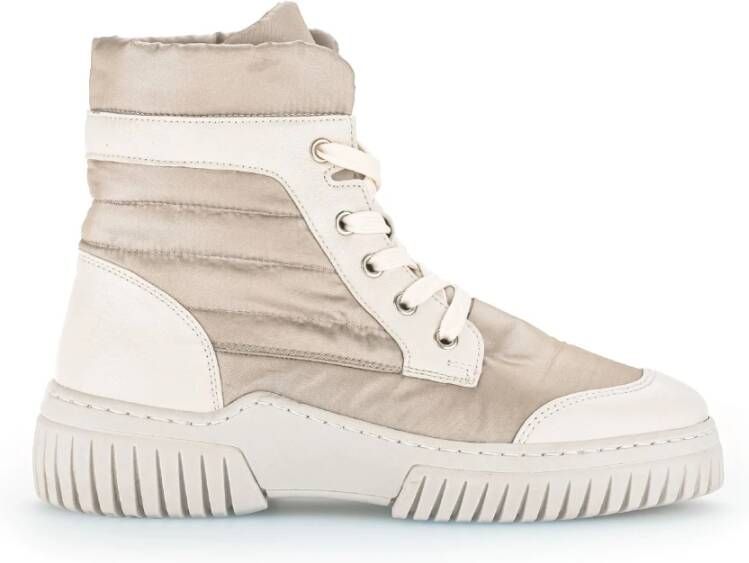 Gabor Beige Leren Hoge Sneakers Beige Dames