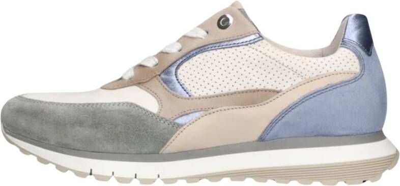 Gabor Beige Leren Sneakers met Suède Panelen Multicolor Dames