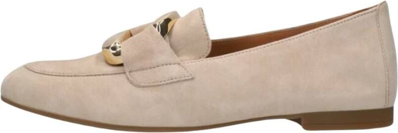 Gabor Beige Loafer met Gouden Horsebit Detail Beige Dames