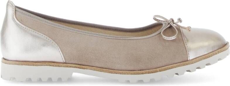 Gabor Beige metallic leren ballerina's van suède Beige Dames