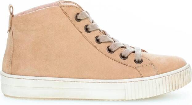 Gabor Beige Nubuck High Top Sneakers Beige Dames