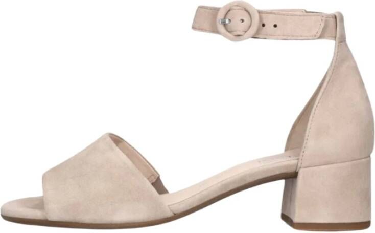 Gabor Beige Suède Comfort Sandalen met Enkelband Beige Dames