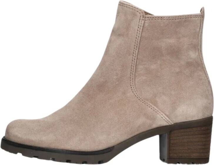 Gabor Beige Suède Enkellaarsjes Comfort Collectie Beige Dames