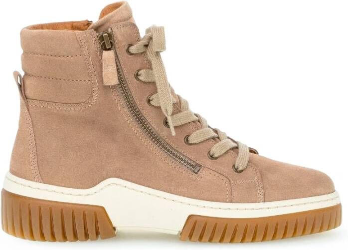 Gabor Beige Suède Hoge Sneakers Beige Dames