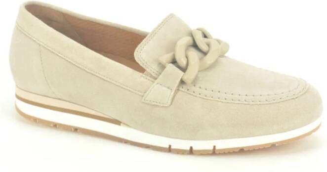 Gabor Beige Suède Loafer Elegant Comfortabele Flats Beige Dames