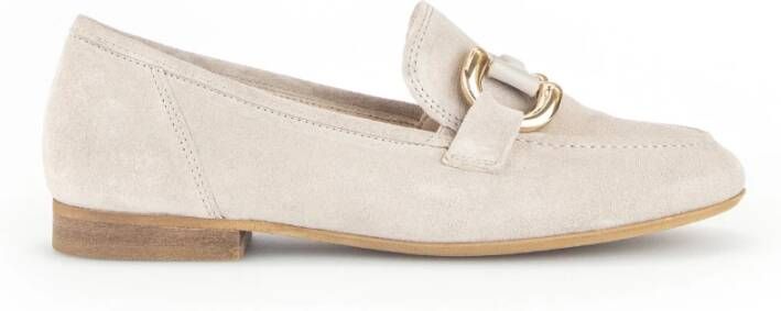 Gabor Beige Suède Mocassins met Kettingdetail Beige Dames