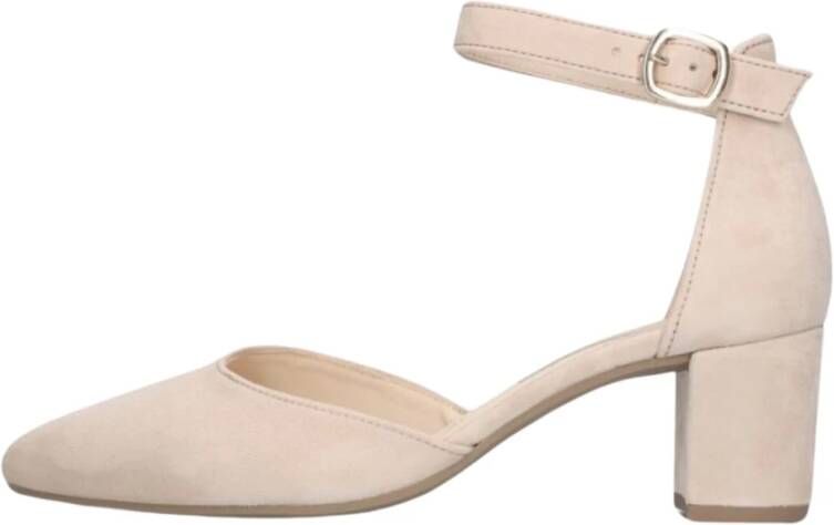 Gabor Beige Suède Pump met Enkelband Beige Dames