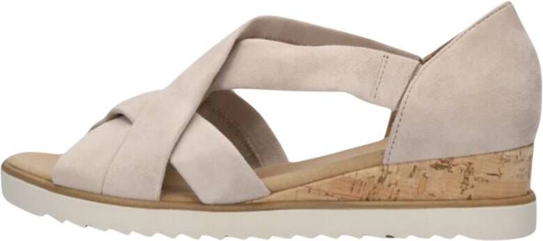 Gabor Beige Suède Sandalen Beige Dames