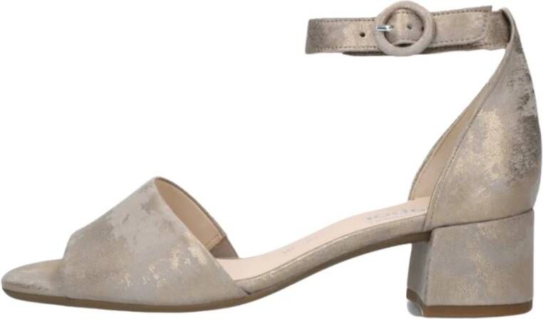 Gabor Beige Suède Sandalen met Enkelband Beige Dames