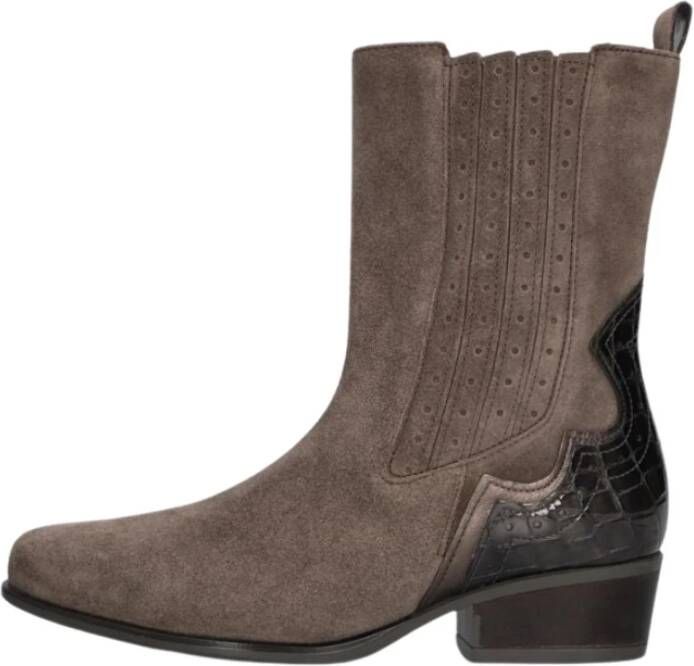 Gabor Beige Suède Western Enkellaarzen Brown Dames