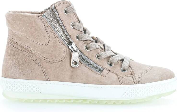 Gabor Beige Velvet High Top Sneakers Beige Dames