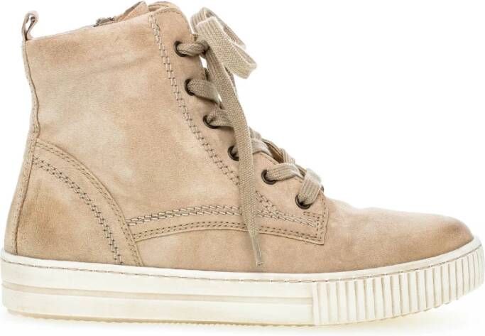 Gabor Beige Velvet High Top Sneakers Beige Dames