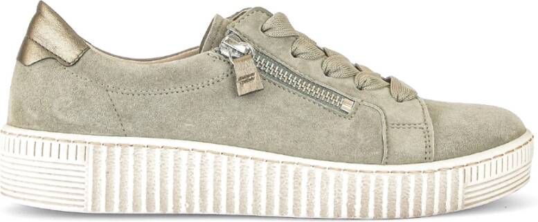 Gabor Beige Velvet Leren Sneakers Beige Dames