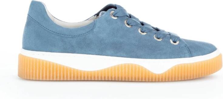 Gabor Blauwe Leren Sneaker Casual Sportschoen Blue Dames