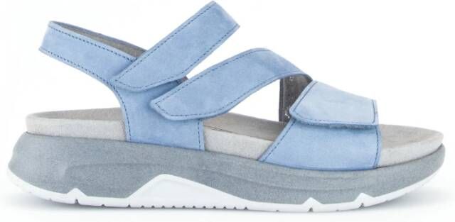 Gabor Blauwe Nubuck Sandalen met Velcro Sluiting Blue Dames