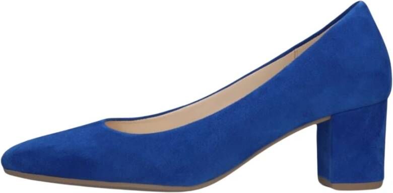 Gabor Blauwe Suède Blokhak Pumps Blue Dames