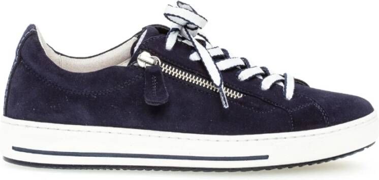 Gabor Blauwe Suède Comfort Sneakers Blue Dames