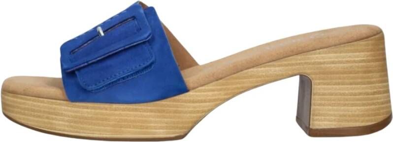 Gabor Blauwe Suède Hak Slipper Trendy Stijl Blue Dames