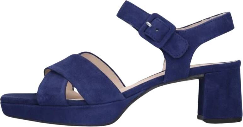 Gabor Blauwe Suède Kruisband Sandalen Blue Dames