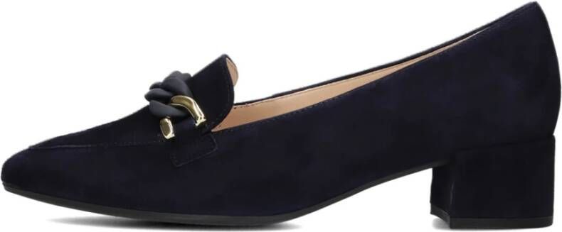 Gabor Blauwe Suède Loafers met Blokhak Blue Dames