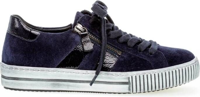 Gabor Blauwe Velvet Sneakers Blue Dames