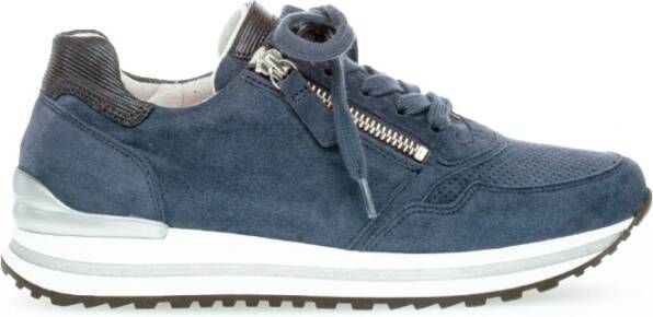 Gabor Blauw Marine Suède Sneakers Blue Dames