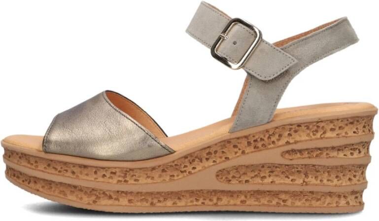 Gabor Bronzen Leren Sleehak Sandalen Brown Dames