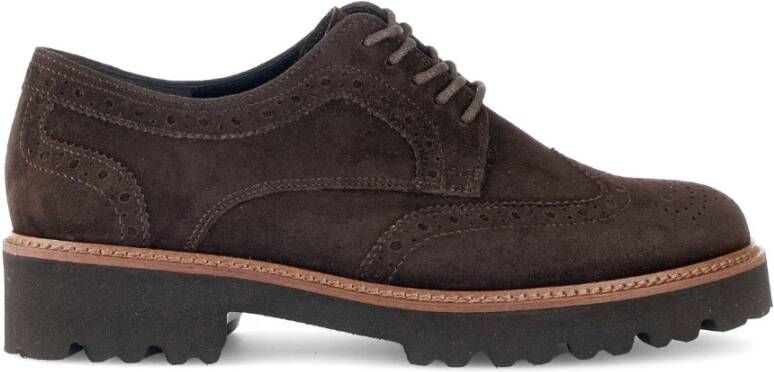 Gabor Bruin Fluweel Derby Schoenen Brown Dames