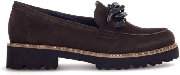 Gabor Bruine Fluwelen Loafers Brown Dames