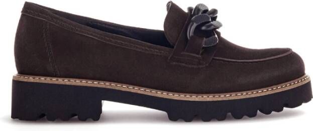 Gabor Bruine Fluwelen Loafers Brown Dames