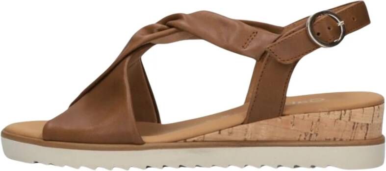 Gabor Bruine Leren Sandalen met Twist Brown Dames