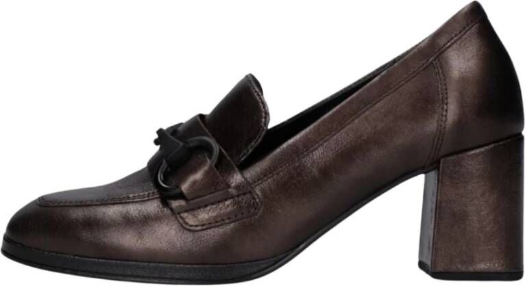 Gabor Bruine Loafer Pumps met Blokhak Brown Dames