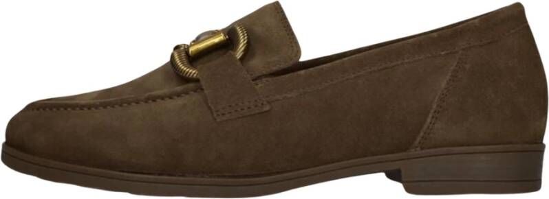 Gabor Bruine Loafers met Gouden Horsebit Detail Brown Dames