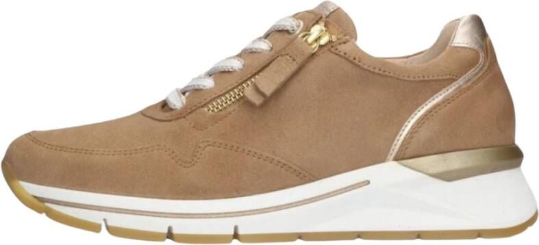 Gabor Bruine Suède Lage Sneaker Comfort Stijl Brown Dames