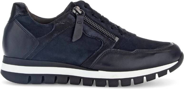 Gabor Casual Sportieve Leren Basket Schoenen Blue Dames