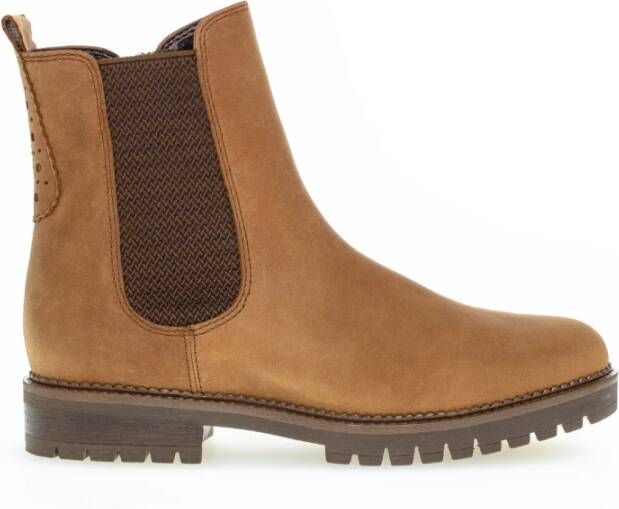 Gabor Cognac Leren Chelsea Boots Brown Dames