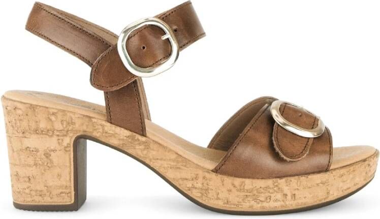 Gabor Cognac Leren Sandalen Brown Dames