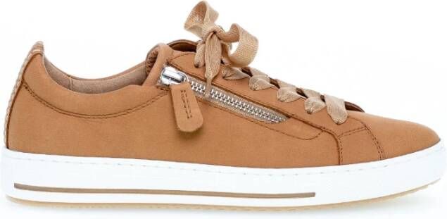 Gabor Cognac Leren Sneakers Brown Dames