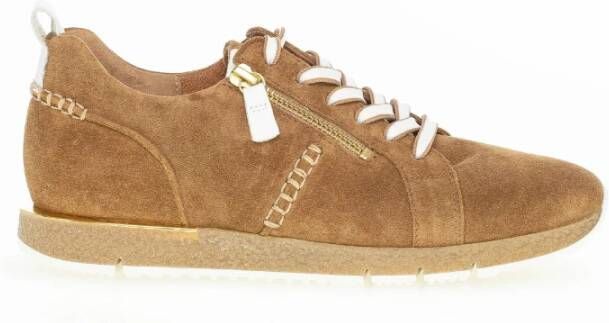 Gabor Cognac Suede Sneakers Brown Dames