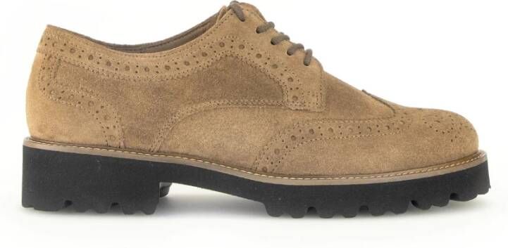 Gabor Cognac Velvet Derby Schoenen Brown Dames