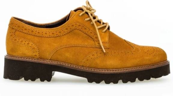 Gabor Cognac Velvet Derby Schoenen Brown Dames