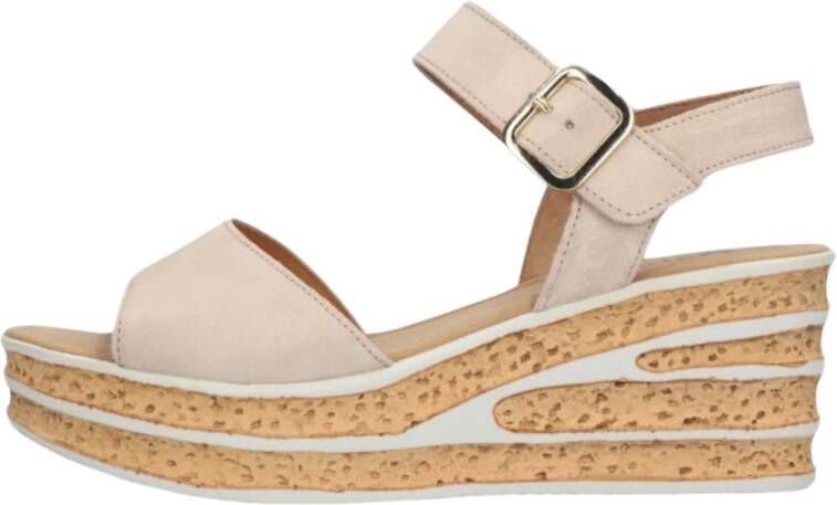 Gabor Comfortabele Beige Sandalen met Suède Band Beige Dames