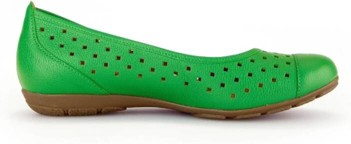 Gabor Comfortabele Leren Ballerina Groen Green Dames