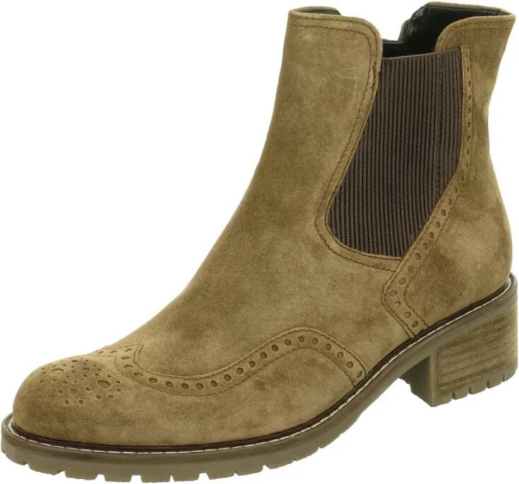 Gabor Elegante Nubuck Leren Enkellaarsjes Brown Dames