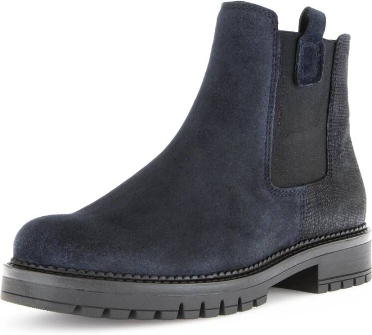 Gabor Suède Chelsea Boot met Metallic Detail Blue Dames