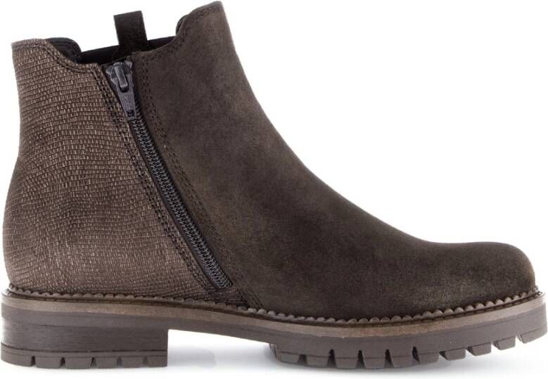 Gabor Suède Chelsea Boot met Metallic Detail Brown Dames