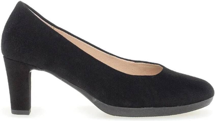 Gabor Elegante Suède Pump met Bedekte Hak Black Dames