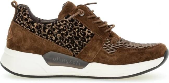 Gabor Flexibele Walking Sneaker met Rollingsoft Technologie Brown Dames