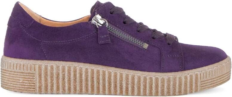 Gabor Fluwelen Paarse Sneakers Purple Dames